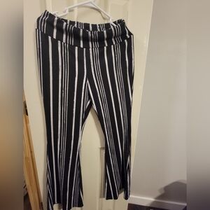 Noboundaries Black and                      White Striped Flare Pants